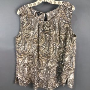 Talbots Woman Paisley print 100% silk tank top blouse 18W